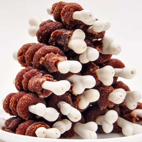 OEM Pet Delicious nutrition healthy Beef Treats Beef Twisted calcium Bone Chew Training Snack dog food