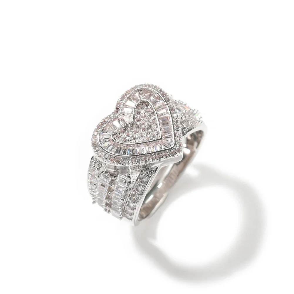 Luxury 100% 925 Sterling Silver Ring Trendy Color 5A Cubic Zirconia Heart Shape Silver Gift Rings jewelry Women