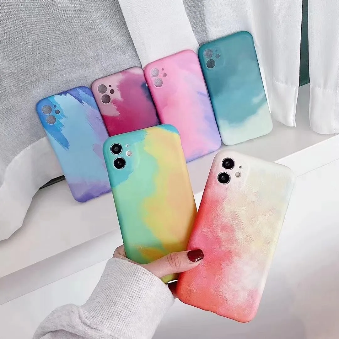 Custom Fashion Doodle Watercolor Water Stickers Soft Shell Anti-fall Shockproof Phone Case for iPhone 13 Pro Max