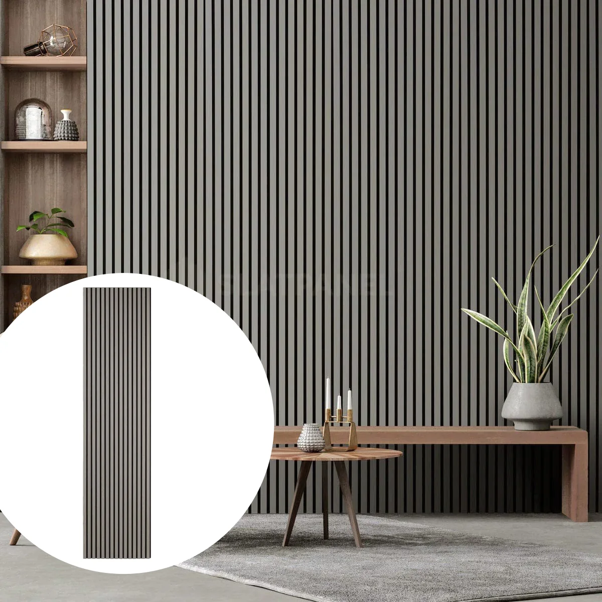 Vigor Pann el lo acust ico ecolgico in rovere bianco con pannelli in ardesia di legno da 21 mm