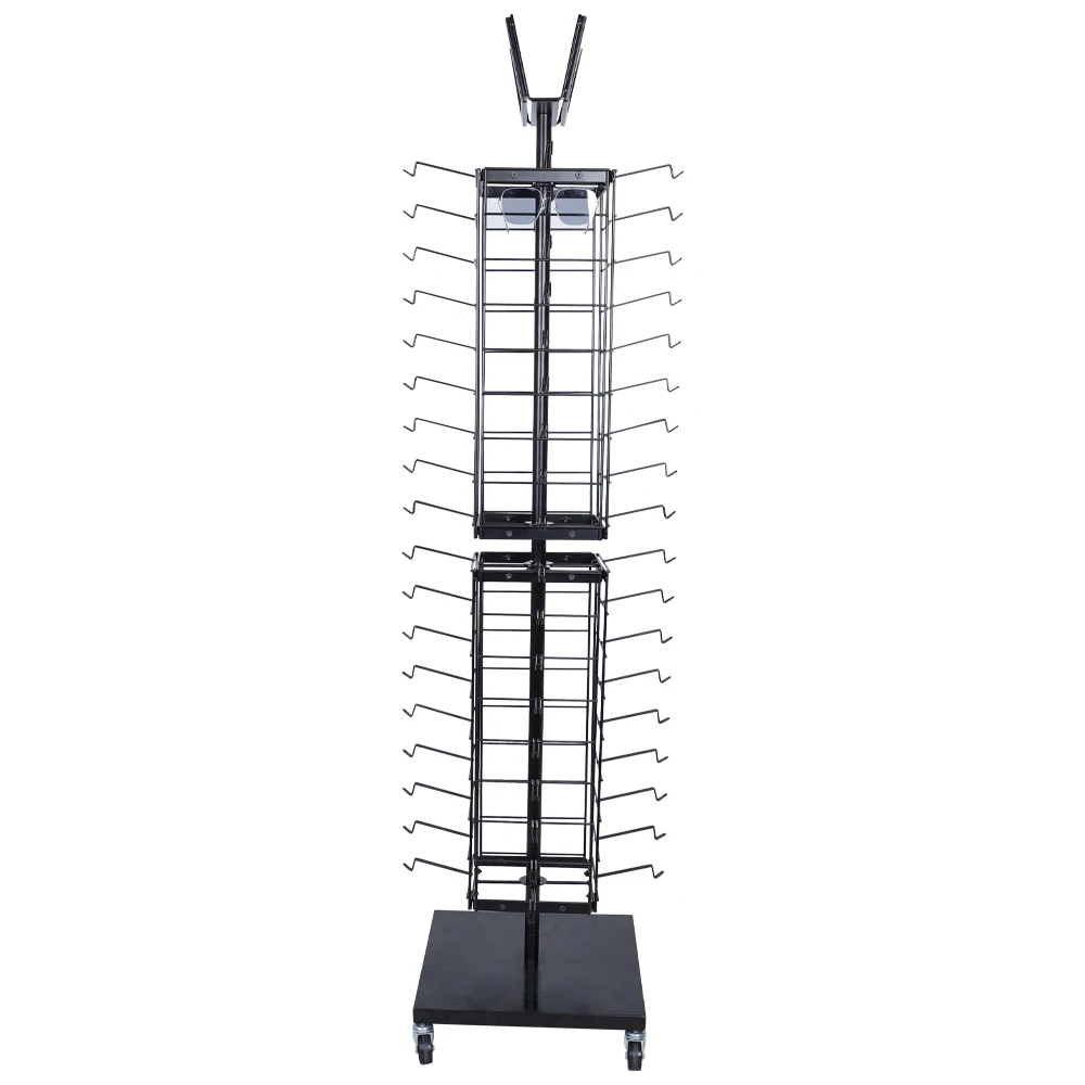 Напольный металлический держатель для очков вешалка солнцезащитных с 72 крючками и колесами