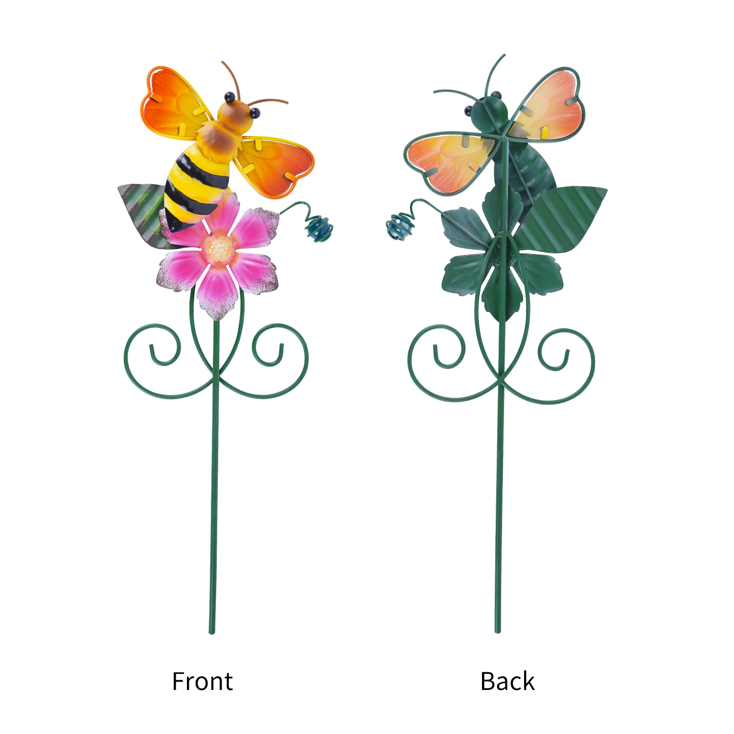 Topadorn Bee Butterfly and Dragonfly Set of 3 Garden Stakes Outdoor Plant Pick Waterproof Metal Flower Garden Stakes