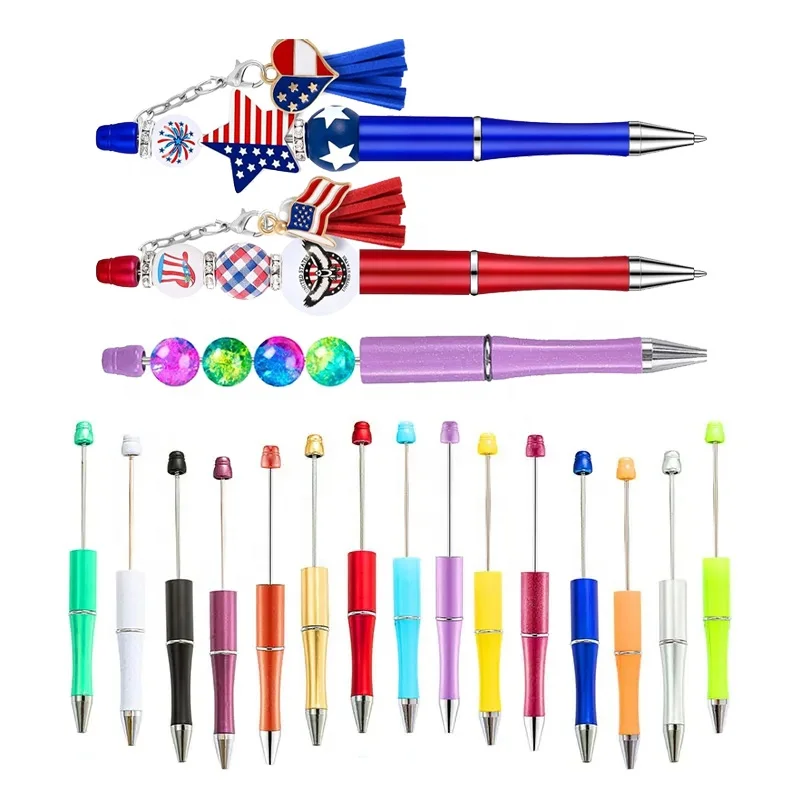 WG180 Creative Personalized Handcraft DIY Bead Pens Gift for Kids Student School Jewelry Decorative Add Bead Custom Beadable Pen