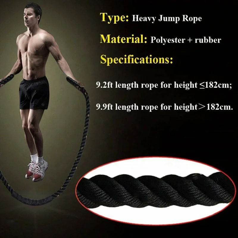 Power Training Improve Strength Building Muscle Fitness Weighted Battle Skipping Heavy Jump Ropes