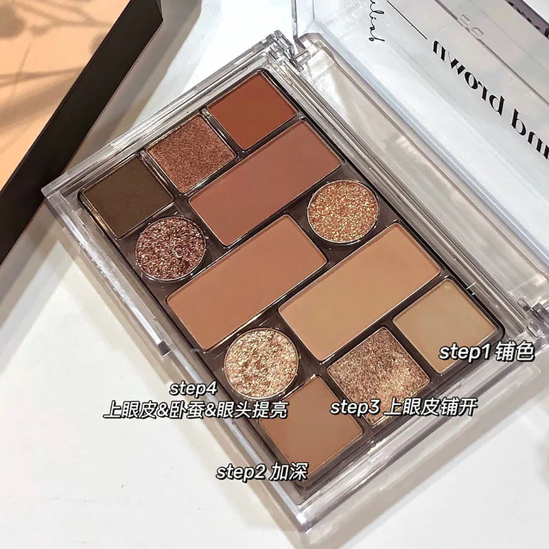 Rts Purple Wheat Ears 12 Color Eyeshadow Eye Makeup Waterproof Mineral Powder Shimmer Eye Shadow Make Up Palette Cosmetics