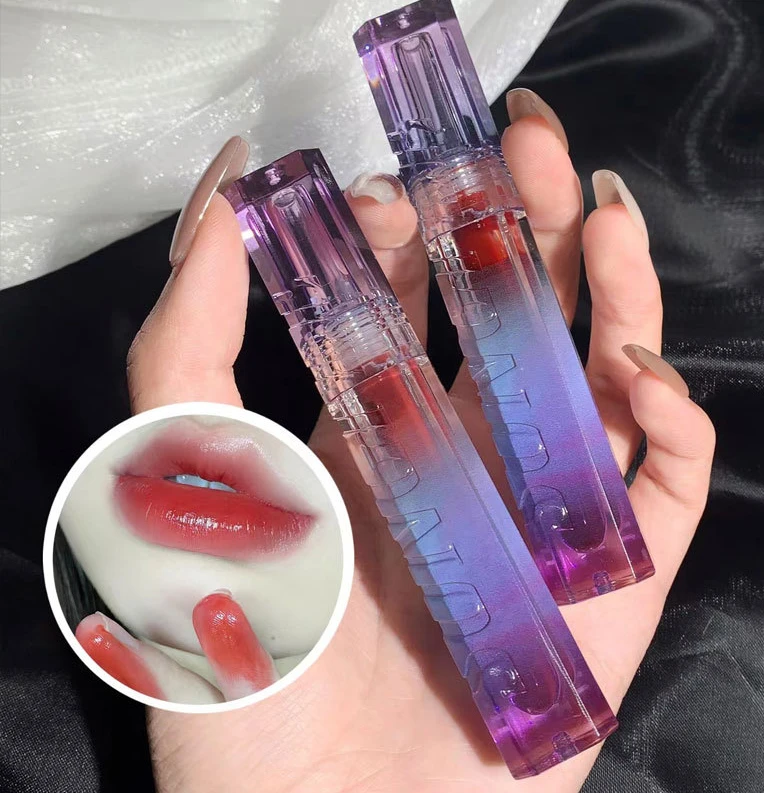 Hello Style Water Mirror Lip Glaze Fantasy Purple Lip Gloss Gray Pink Liquid Lipstick Lasting Water Proof Makeup Cosmetic