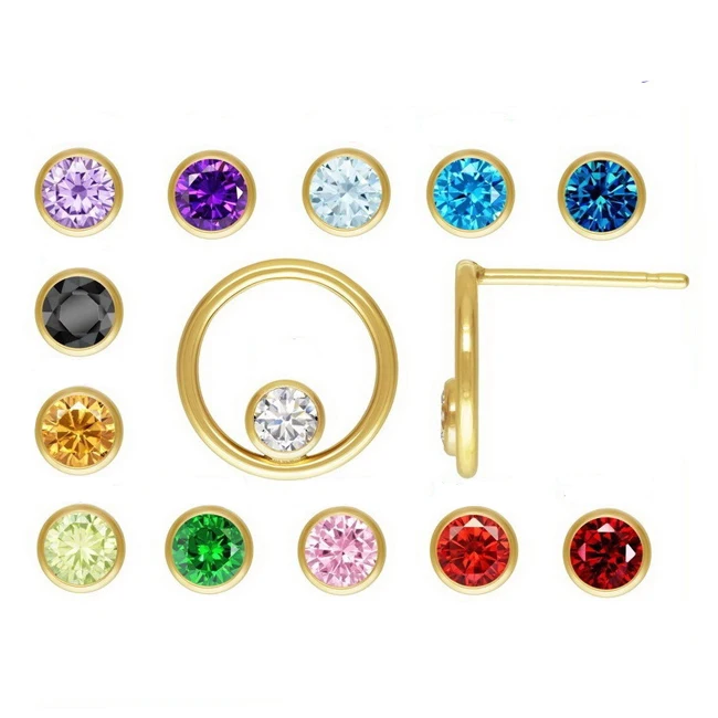 Excellent Quality Gold Earring Jewelry 14K Gold Filled AAA Zircon Birthstone Stud Earrings for Women
