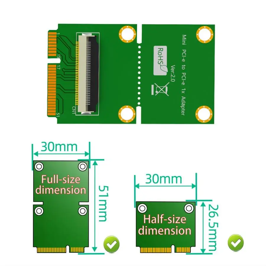 Mini PCI-E to PCI-E Express X4X8 Cable with USB Riser Card High Speed FPC Cable Magnetic Pad Vertical or Horizontal Installation