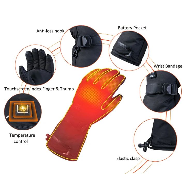 Electric Heating  Cycling Motorcycle  Hiking Ski Snowboarding Outdoor Winter Heated Gloves for Men Women