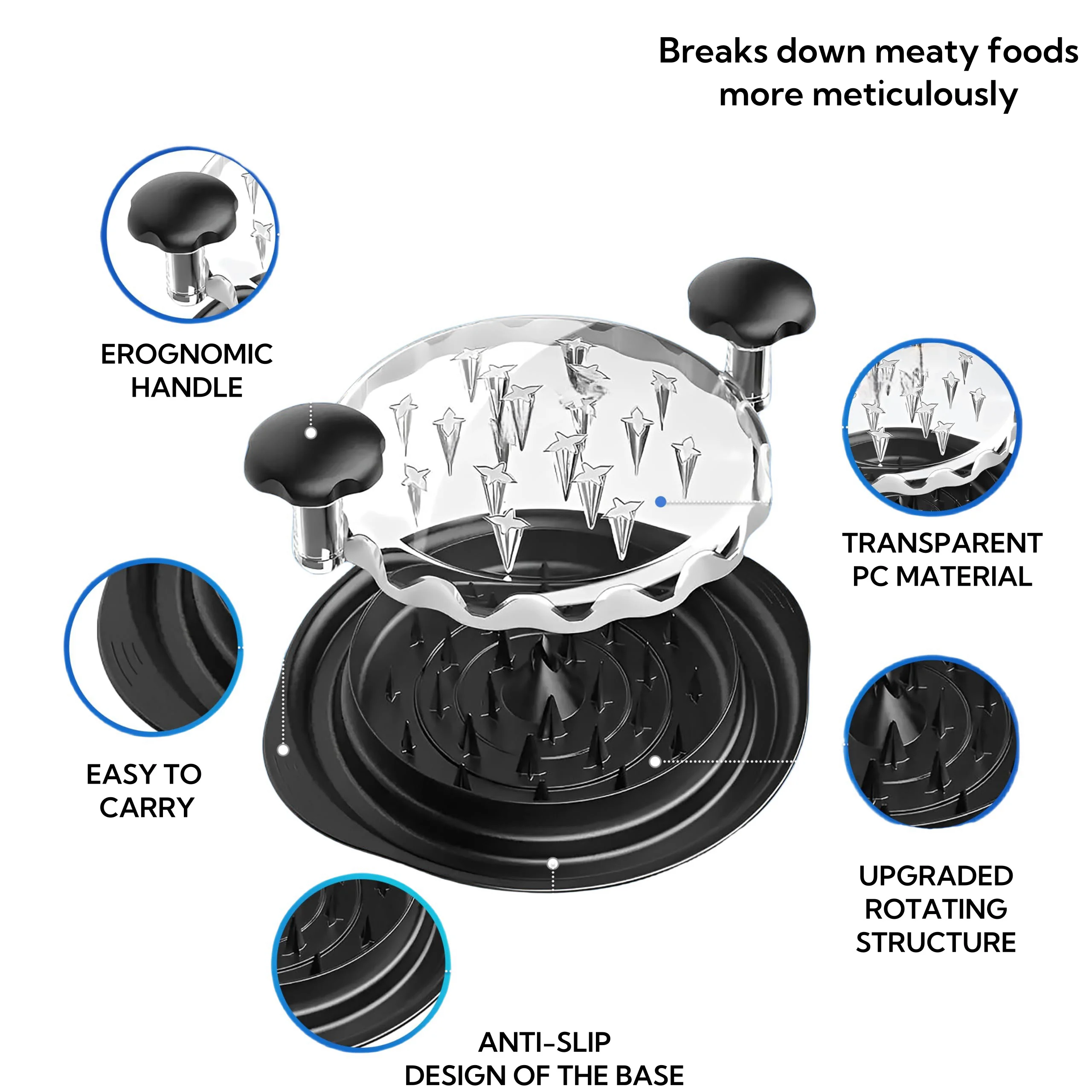 Transparent PC Manual Meat Grinder for Kitchen Use Beef Pork Chicken Shredder & BBQ Mincing Poultry Tools