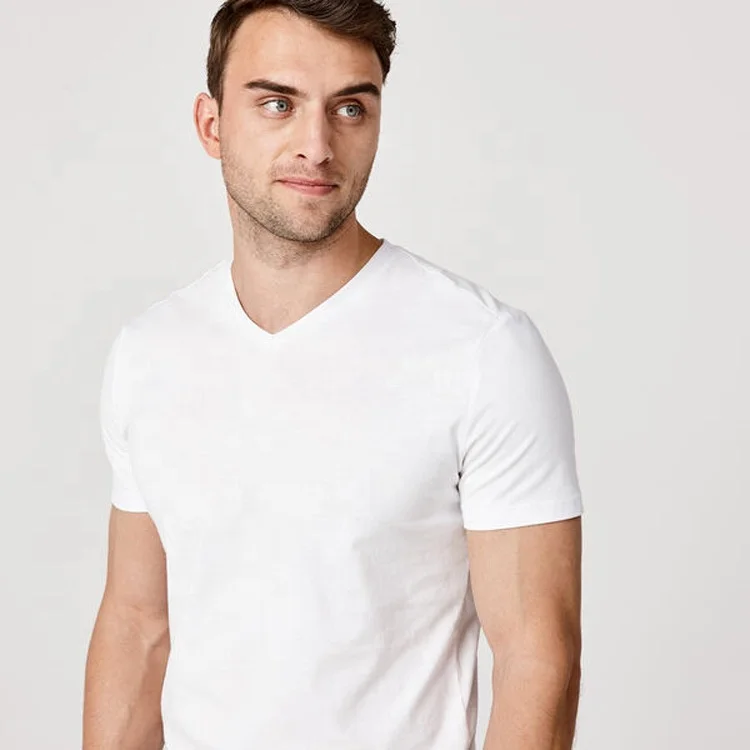 Custom  Bulk Blank Cotton Plus Size Short Sleeve Unisex  V-neck Plain High Quality Oversized Fitted  Tshirts