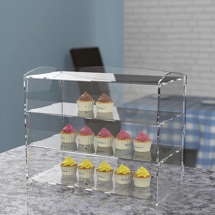 Custom Bread Shop Counter Top Acrylic Box Cake Pastry Display Case Bakery Display Cabinet