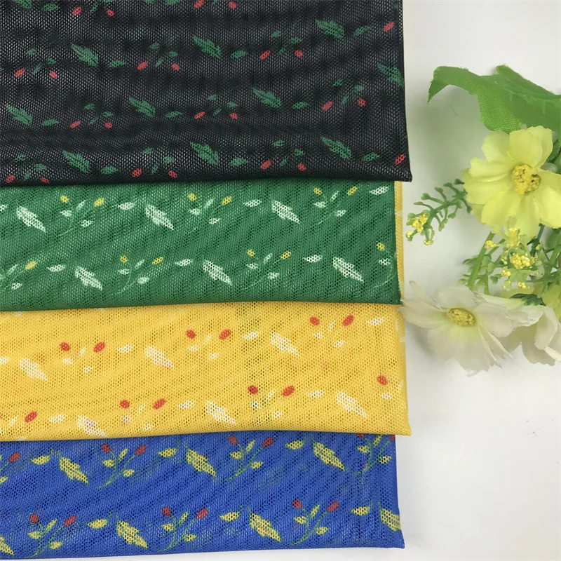 Polyester ammonia mesh printed fabric sunscreen clothing fashion dress gauze elastic floral printed fabric