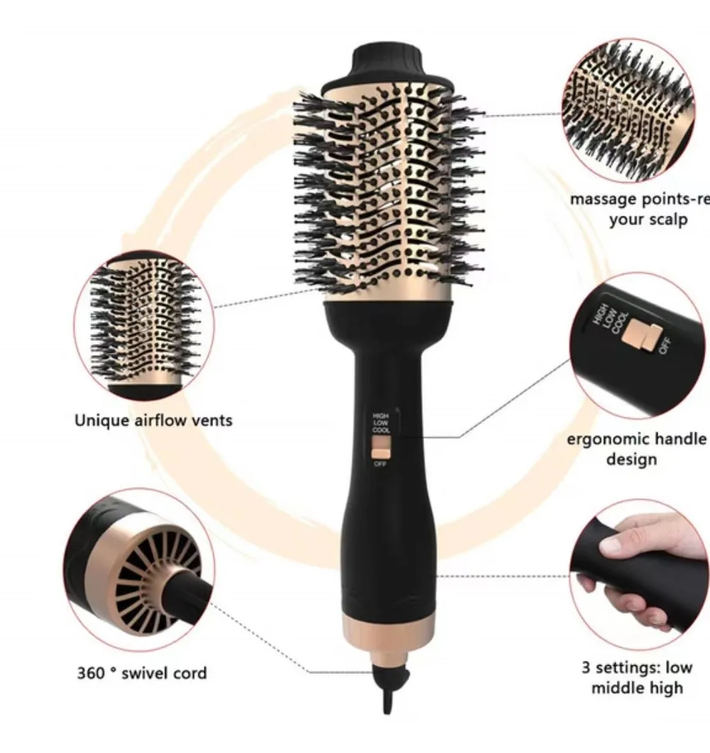 Professional 1200W Hot Ceramic 3 In 1 One Step Blow Hair Dryer Straightener And Styler Rotary Volumizer Electric Hot Air Brush