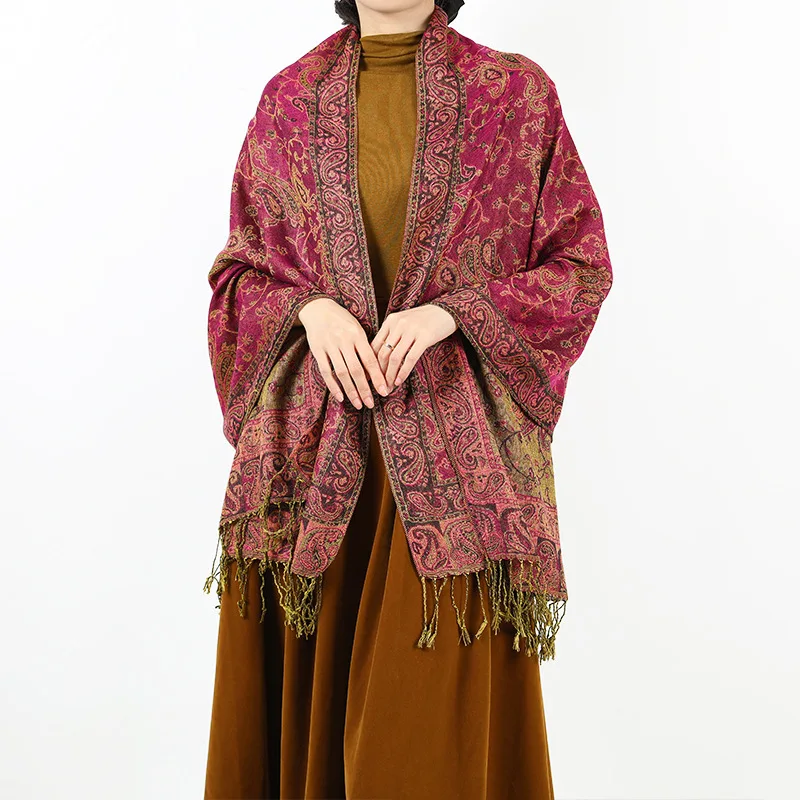 High Quality Winter Perlis jacquard scarf long soft classic acrylic  shawl for women