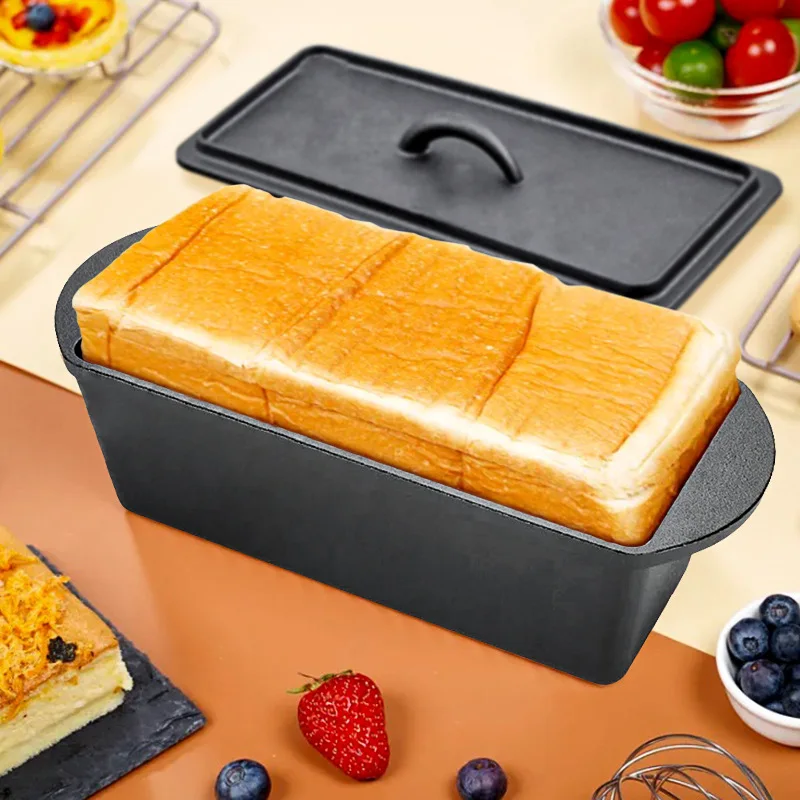 Household Iron Baking Pan Double Ear Barbecue Plate Square Bread Baking Mold with Lid Manufacturer