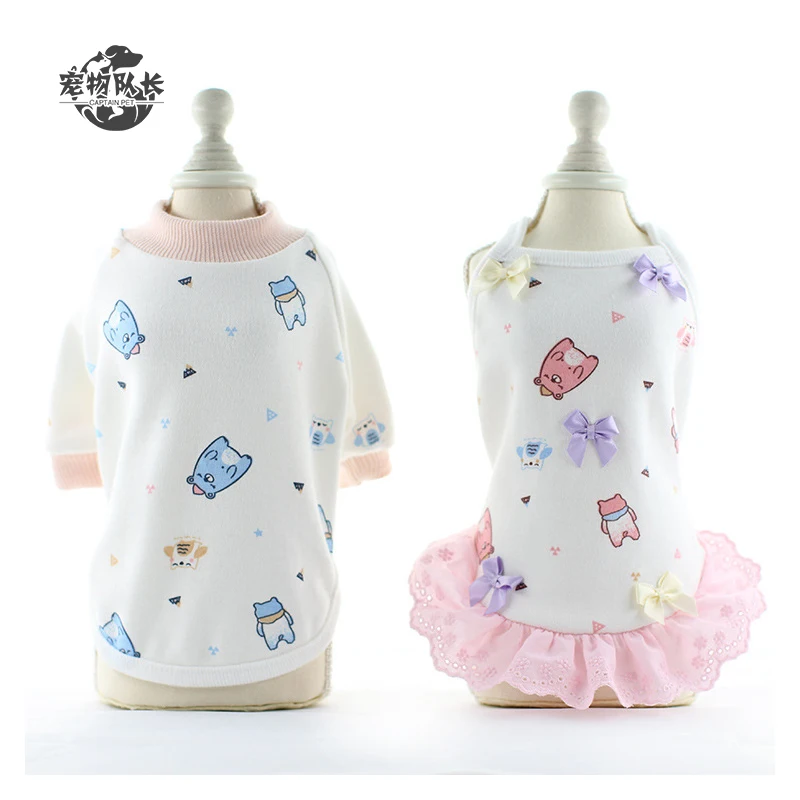 
Cartoon Printing Couple Sweater Bichon Cotton Logo Korean Long Sleeve Dog Clothes 