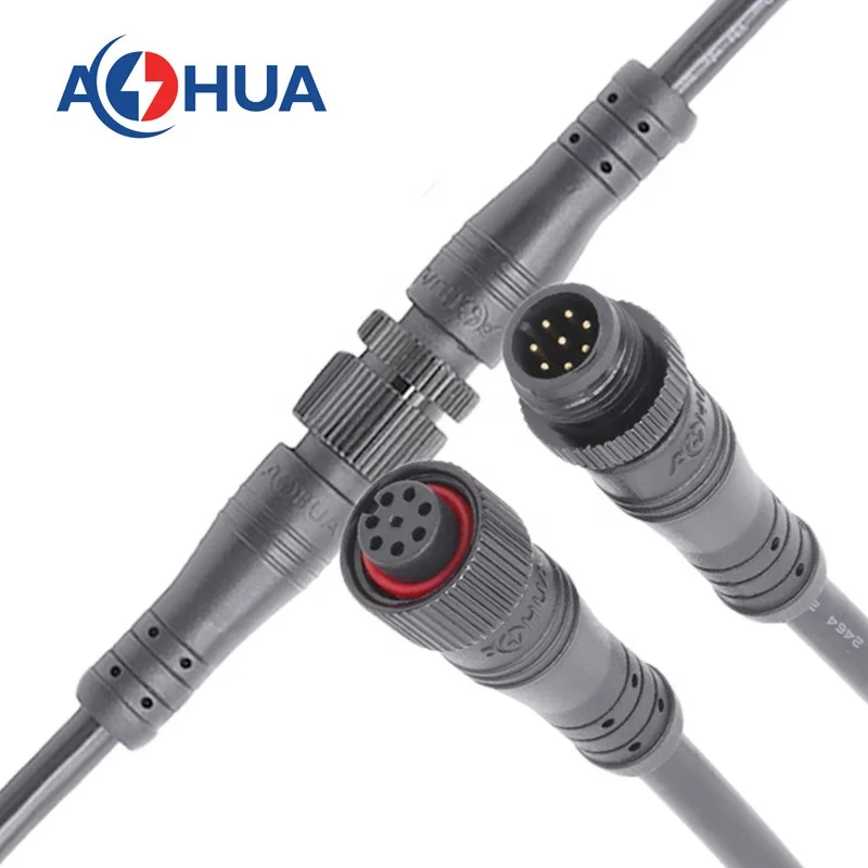 AOHUA 2 3 4 5 6 8 pin core ip65 M12 металлическая гайка водонепроницаемый Электрический кабель разъем