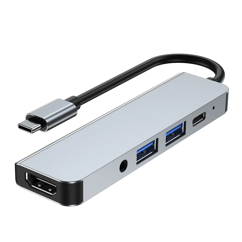Multi Port 5 In 1 Usb Hub Stand Dual 4k HD Charging Docking 3.0 Port Converter Adapter Type Usb C Hub