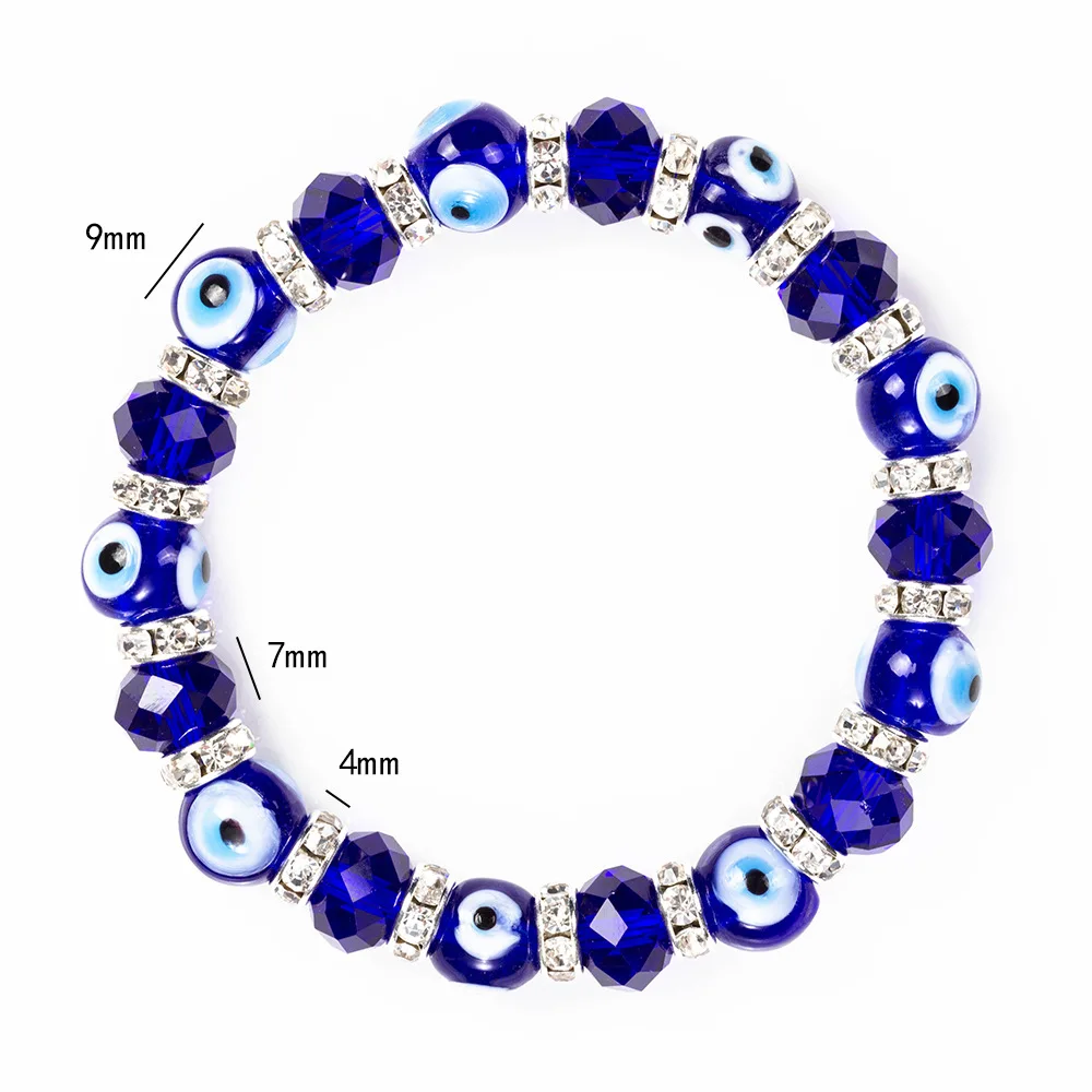 ZUOWEN 2022 New Product Turkey Evil Eye Bracelet Crystal Glass Elastic Beaded Devil Eye Bracelet Women Jewelry