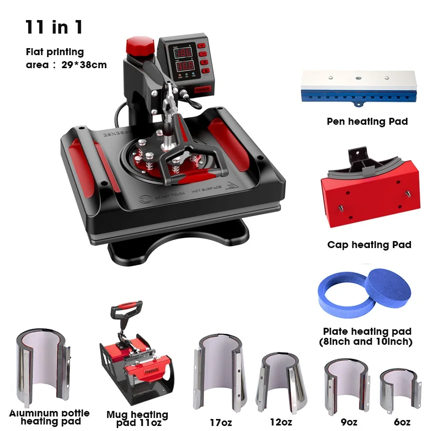 Freesub 11 in 1 heat press machines pen heat press machine for t-shirt mugs hat caps P8001-11