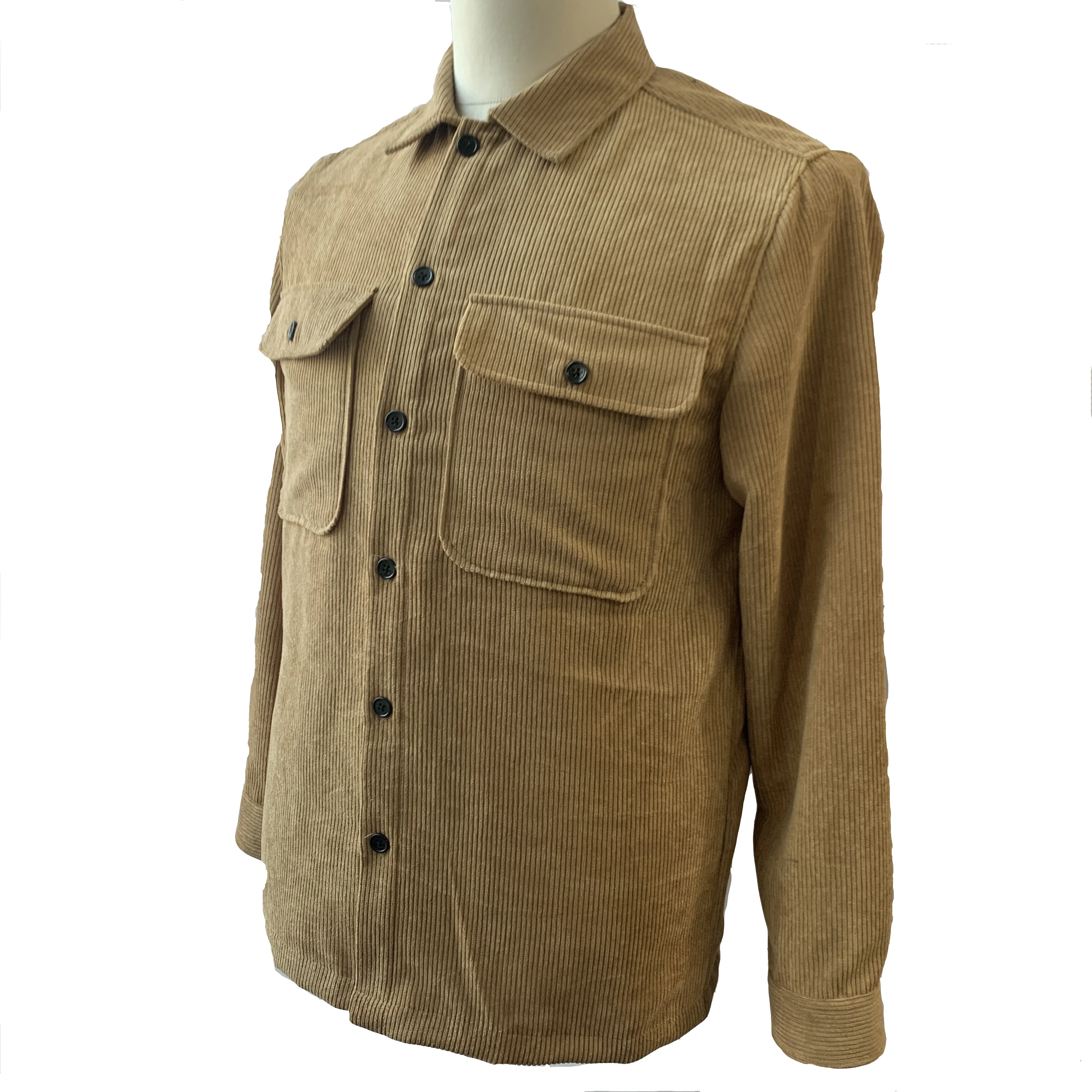 Custom logo solid color casual long sleeve shirts corduroy corduroy shirts jacket for men casual