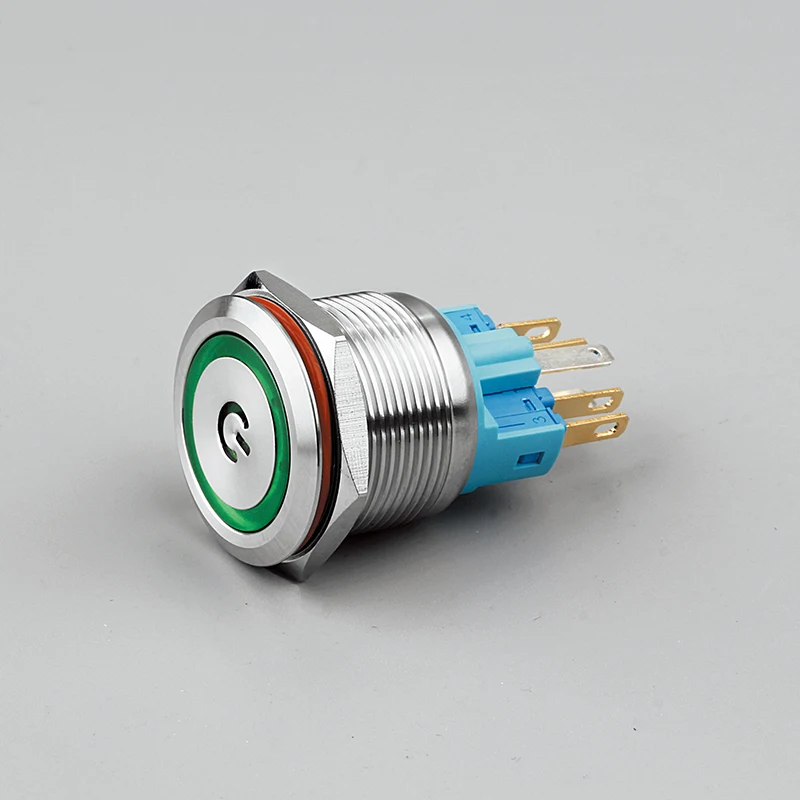 Металлическая кнопка переключатель мгновенная кнопка автоматический сброс светодиодная Водонепроницаемая Кнопка 22 мм самовосстанавливающийся светодиод 3 в 5 в 6 в 12 В 24 В 220 В