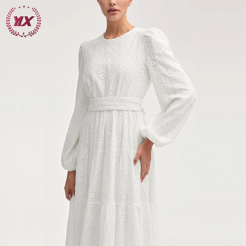 High Quality Modest Kaftan Maxi Dress for Women Ladies Tie Waist Robe with Fancy Long Sleeves Latest Design Wholesale