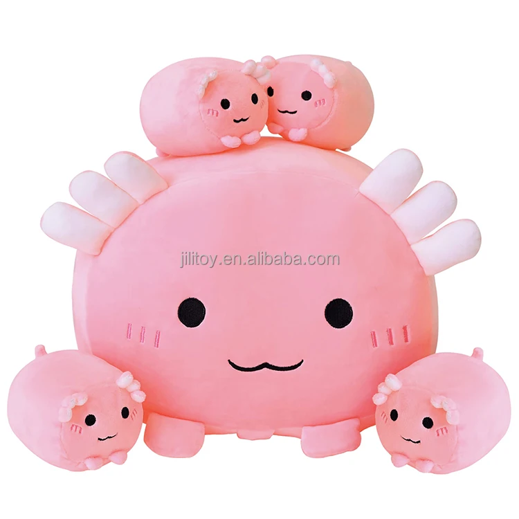 wholesale kids sleeping pillow custom plush axolotl toy pink mom axolotl plush stuffed toys unicorn with baby plushies