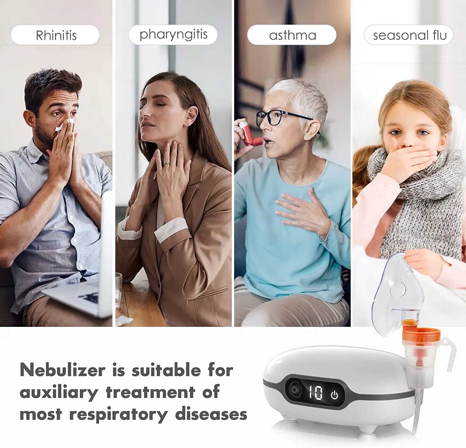 Fitconn Electric Home Medical Devices OEM Service Kids Adults Travel Use Portable Digital Display Timing DC Compressor Nebulizer