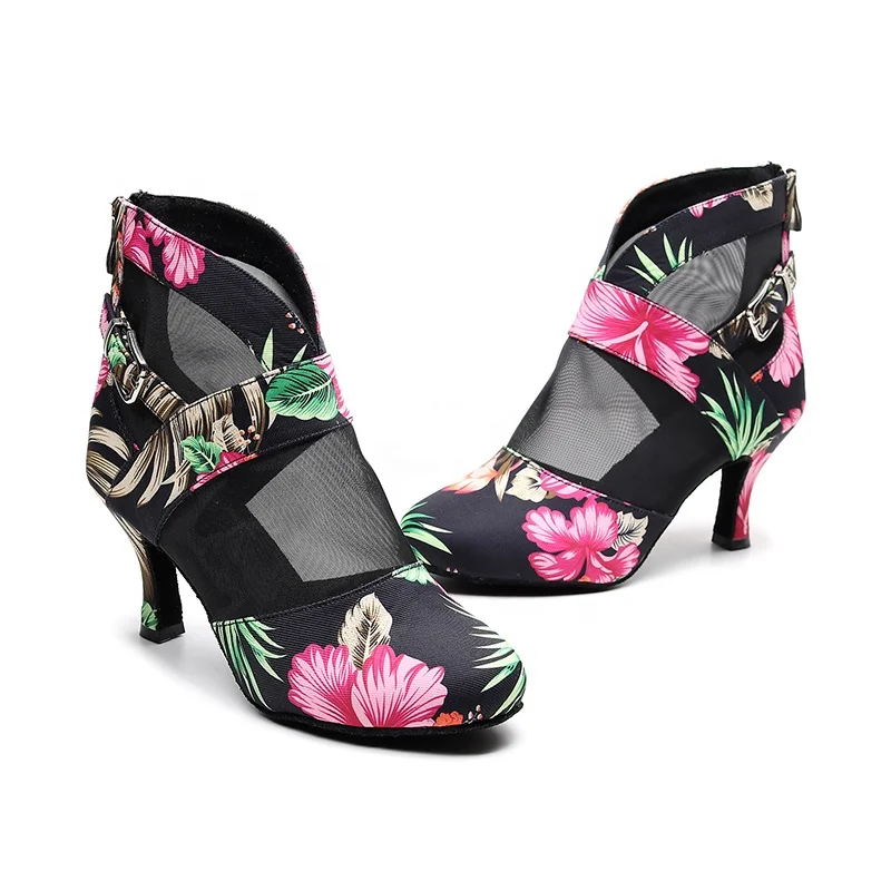 New fashion 1047 black flower net yarn ladies ballroom dance shoes