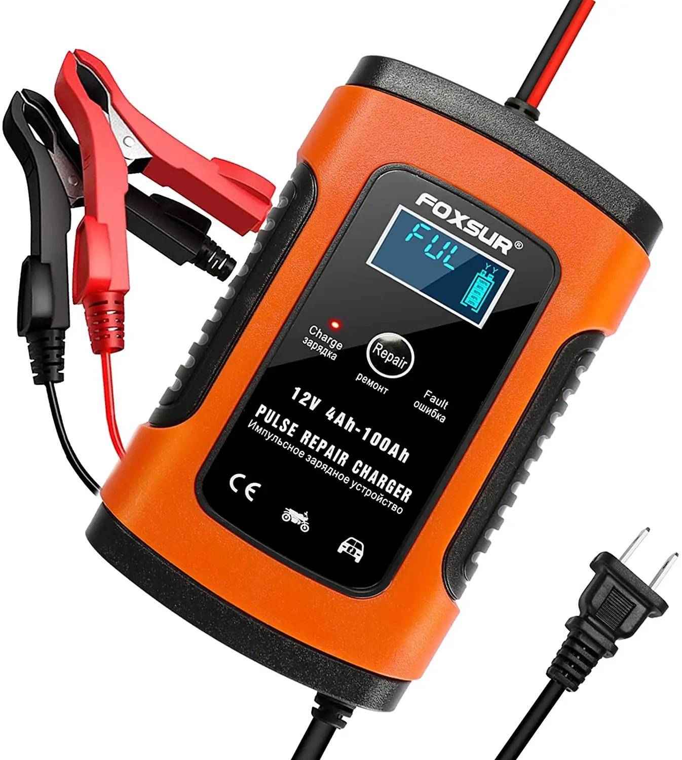 Car Battery Charger Maintainer 5 Amp 6V/12V Battery Chargers Trickle Charger for Car Boat Motorcycle Lawn Mower Marine Sealed Le
