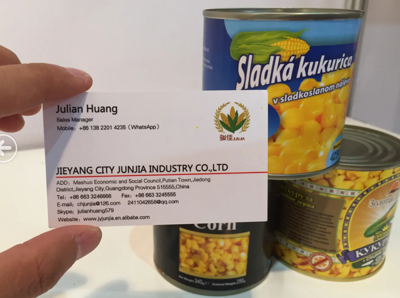 business card- sweet corn