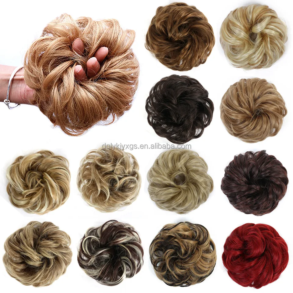 Messy Hair Chignon Hair Ponytails Extension Curly Wavy Messy Synthetic Chignon Updo Hairpiece Rubber Band for women hair