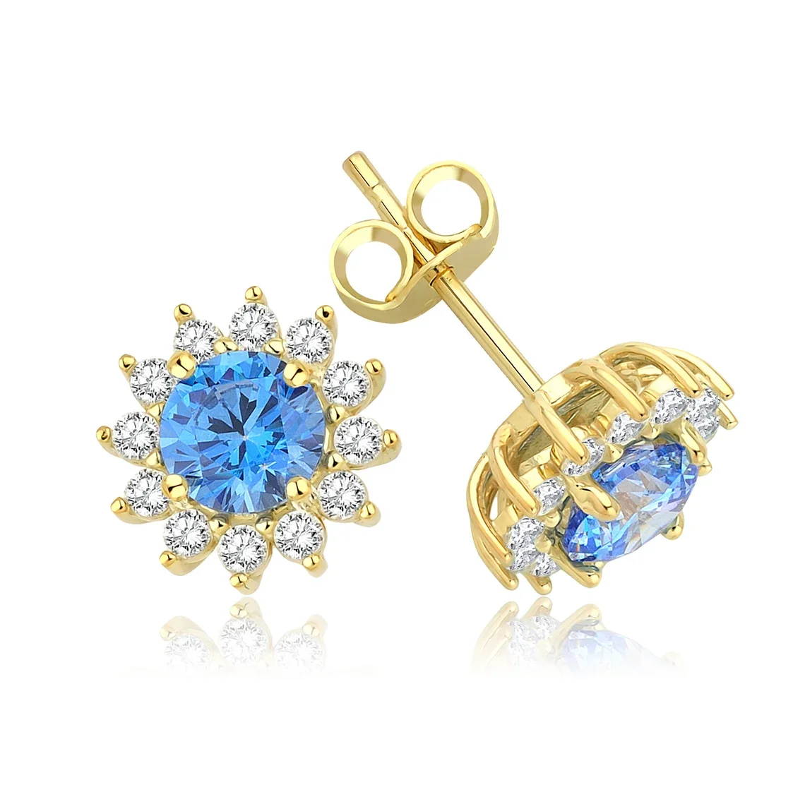 Waterproof 316l Stainless Steel Pvd 18k Gold Plated Vintage Shiny Crystal Cz Zircon Birthstones Stud Princess Cut Earring