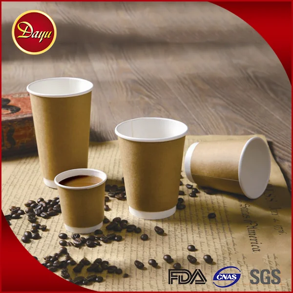 Logo printed disposable takeaway double wall paper cup for hot coffee drinks with lids