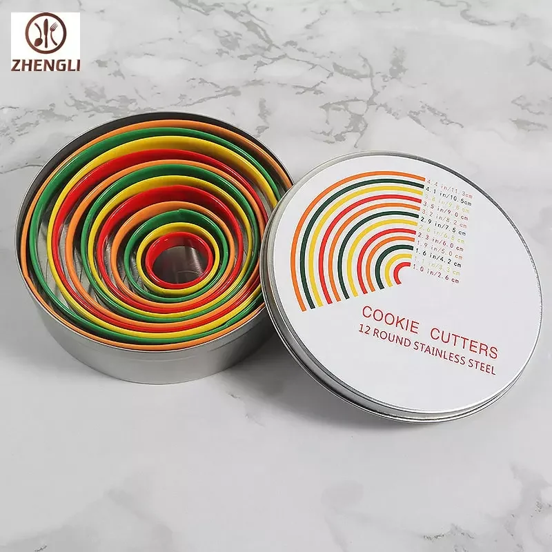 Factory Outlet 12pcs Multiple Size Round Kitchen Baking Cookie Cutter Molds Set