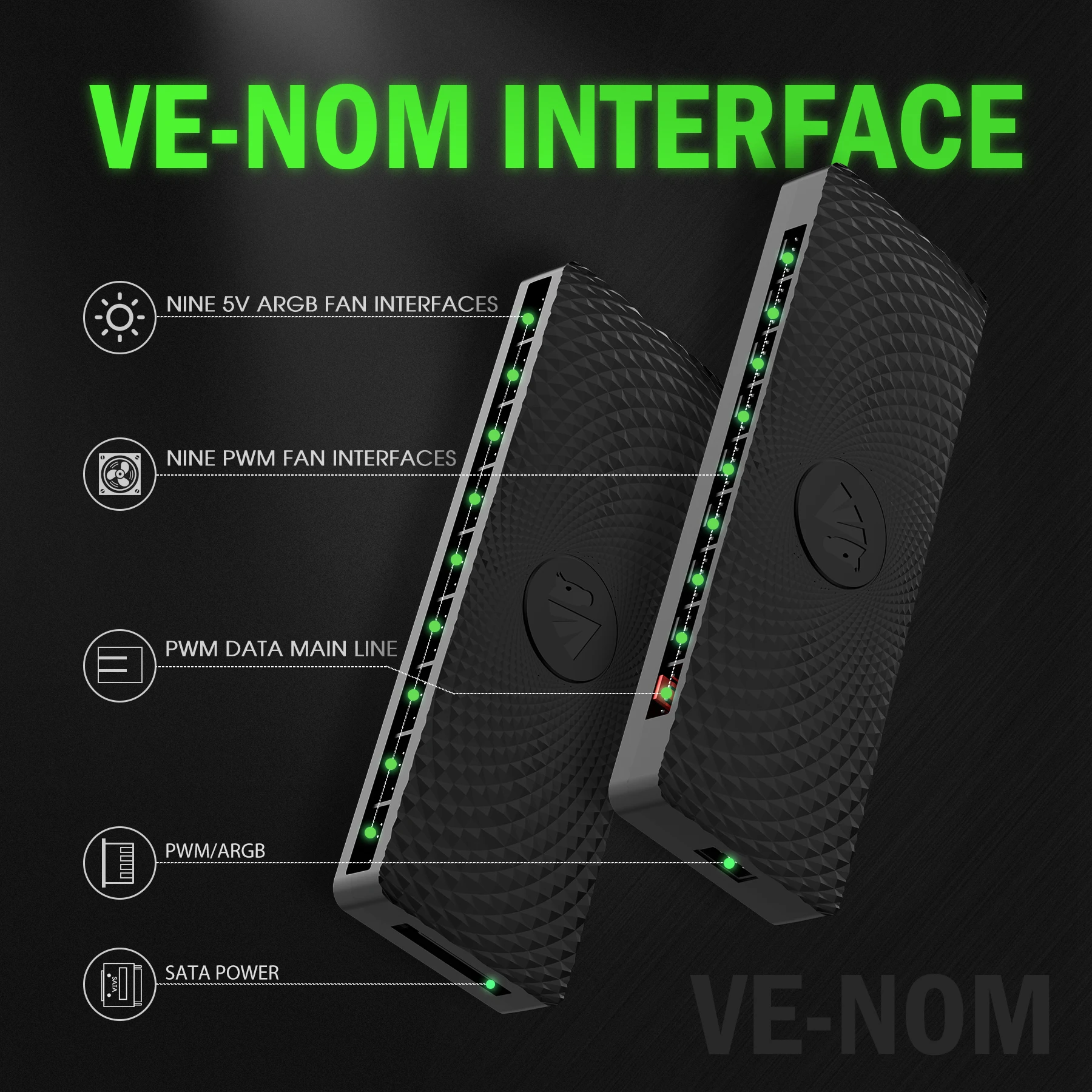 Manufacturer Small MOQ Multifunctional Asiahorse DIY VE-HUB  ARGB PWM 2Pin 3Pin 6Pin AURA SATA  Hub For Chassis wire management