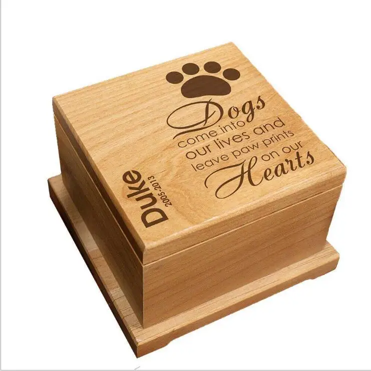 
Custom wooden animal dog cat funeral cremation pet urns for ashes 