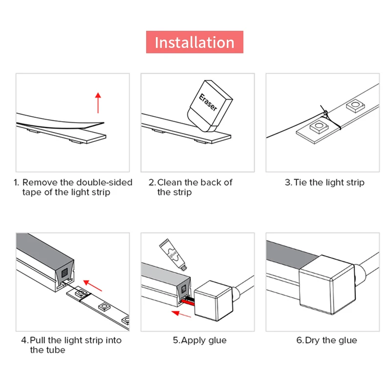 IP67/IP68 PCB 5mm/6mm 360degree Neon Tube 4*10mm LED Light Silicone Tube