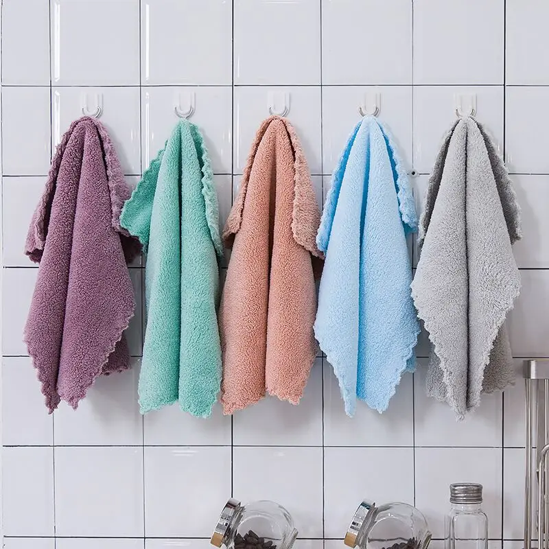 coral velvet Microfiber Absorbent thick Dish cleaning cloth kitchen towel