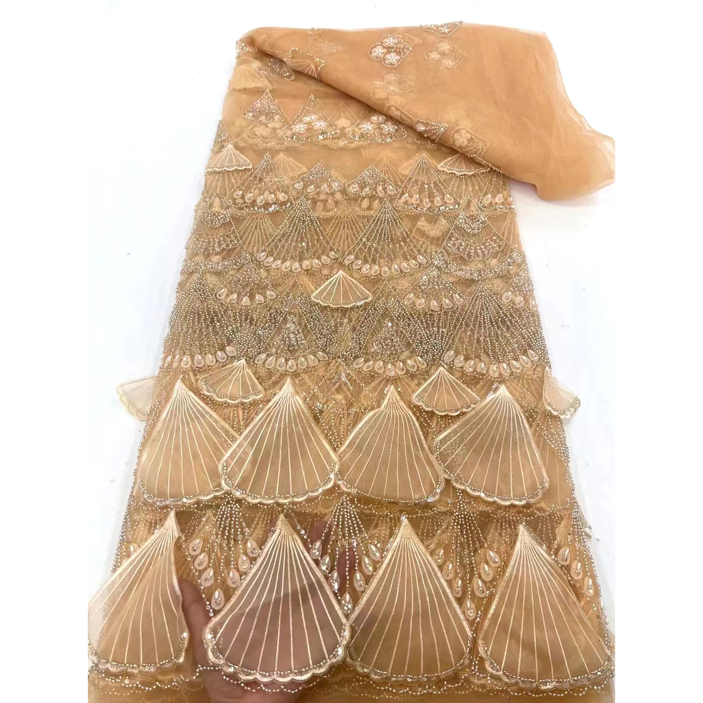 Manufacturer Direct Selling Elegant Luxury Shiny Sequin Beaded Tulle Mesh Lace Embroidery Fabric For Dress
