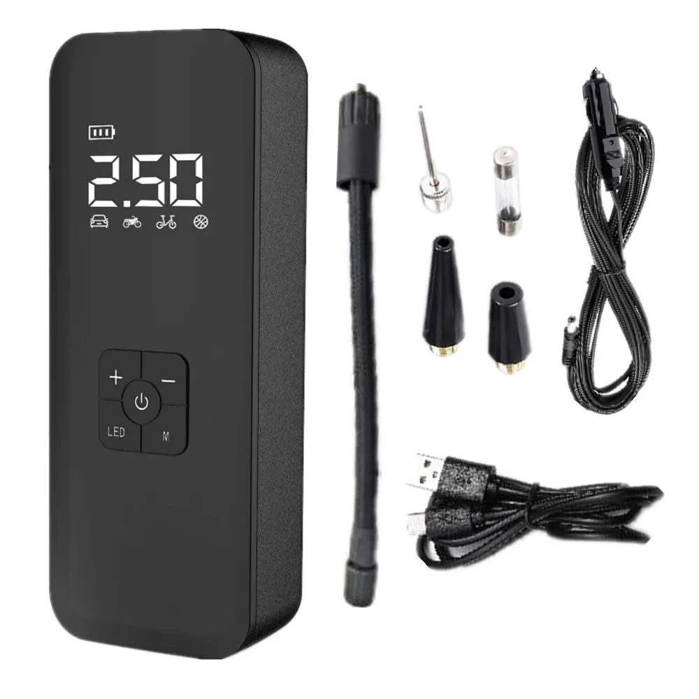 wireless rechargeable portable car pump 12V silent inflatable electric heavy duty automobile wheel tyre inflator