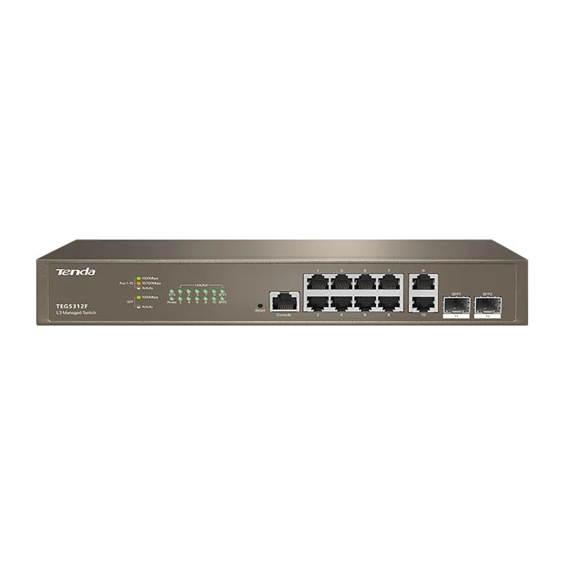 Tenda TEG5312F 10port L3 Managed Switch VLAN  10*10/100/1000 Base-T Ethernet ports 2*1000 Base-X SFP ports gigabit Switch