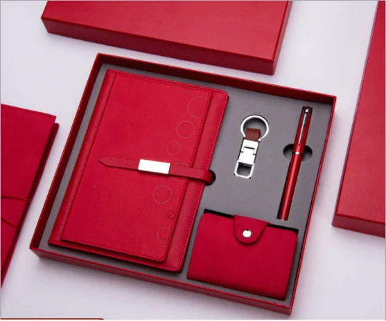 small quantity leather notebook in luxury custom notebook set in pu leather with business notebook with pen set