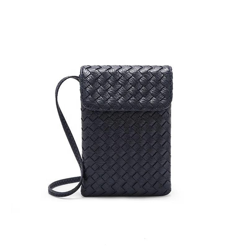 Korean Version Of The Mini PU Woven Cute Cell Phone Bag Coin Purse Shoulder Crossbody Bag For Women