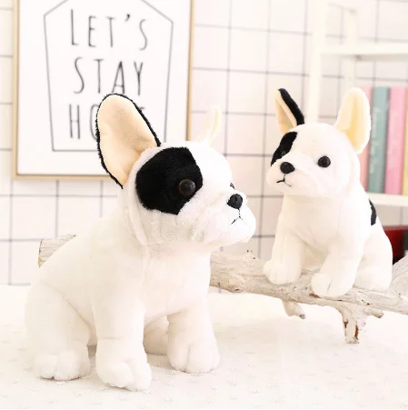 Cute French Bulldog Plush Toy Sitting Pose Mascot Shadows realistic dog