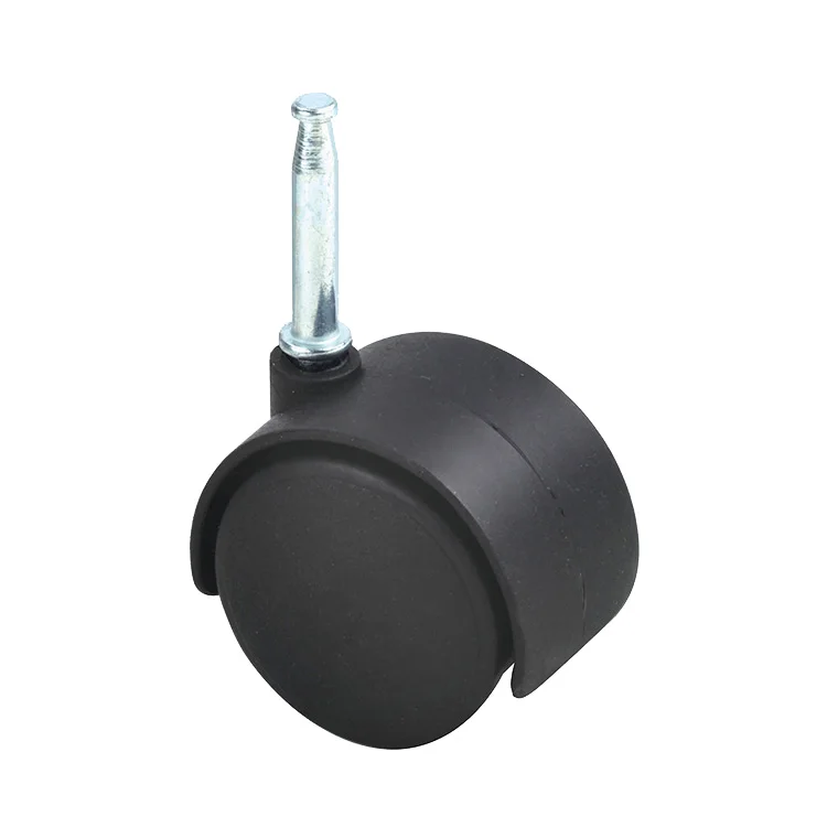 Ready to ship Long stem 50 mm swivel black Plastic caster pin wheels for furniture small cabinets