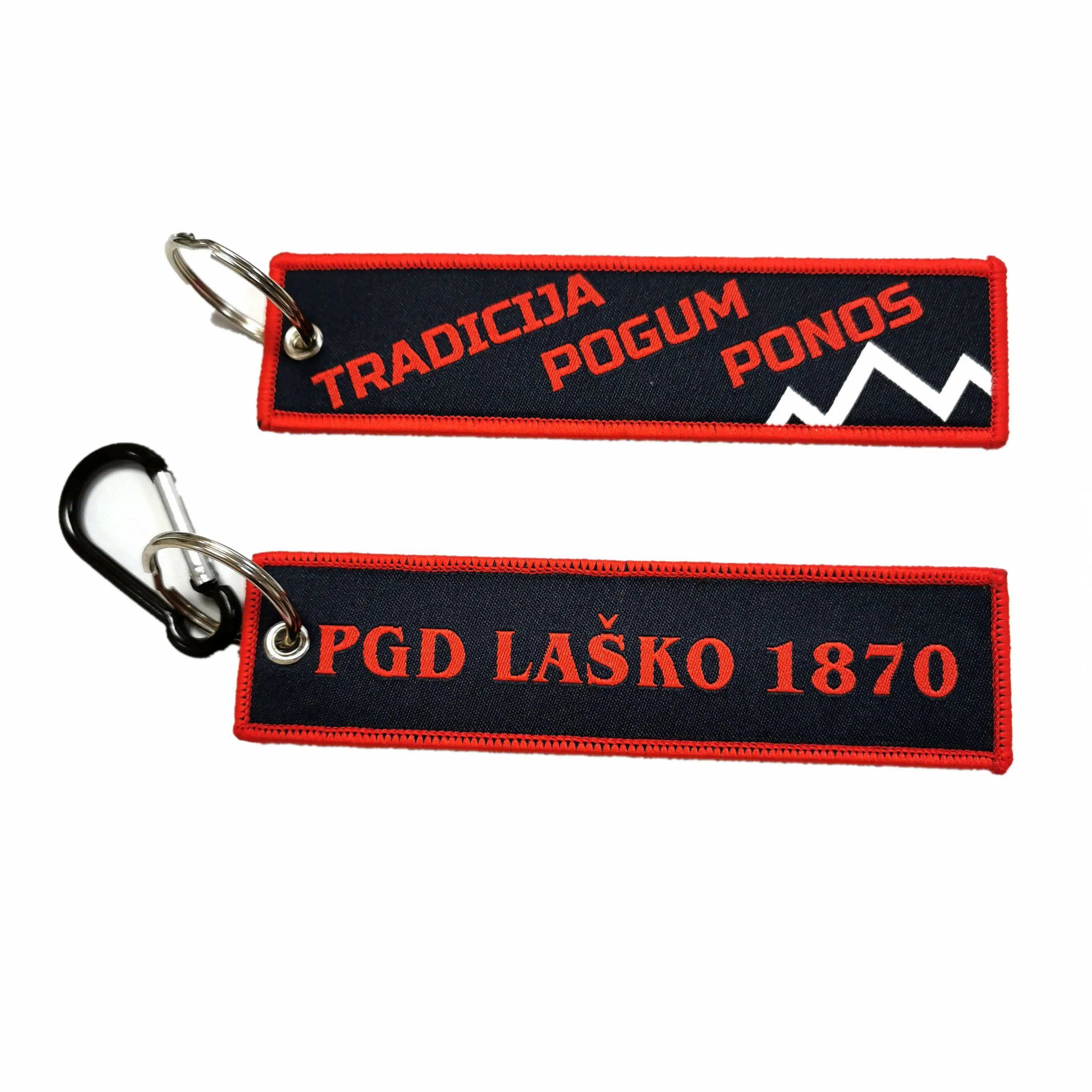 Wholesale Design Logo Fabric Keychains Personality Tag Motorcycle Accessories Outboard Double Side Embroidered Keychain