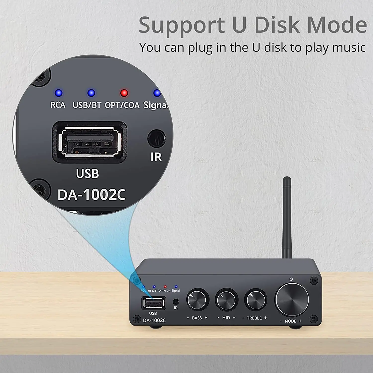 192 кГц/24 бит стерео аудио усилитель Hi-Fi цифровой мощности с BT приемником DAC для пассивных динамиков 100